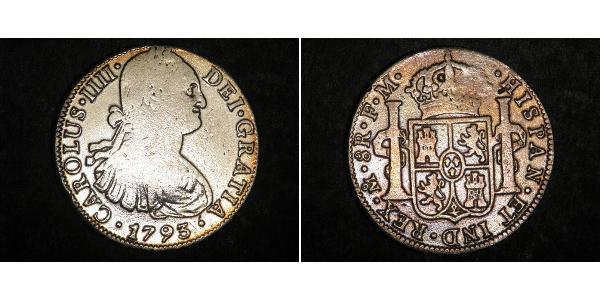 8 Real Spanish Mexico  / Kingdom of New Spain (1519 - 1821) Silver Charles IV of Spain (1748-1819)