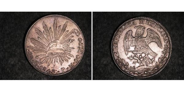 8 Real Second Federal Republic of Mexico (1846 - 1863) 銀 