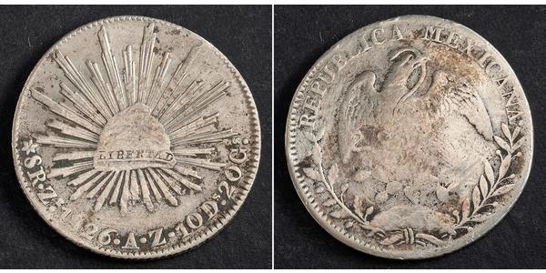 8 Real Second Federal Republic of Mexico (1846 - 1863) 銀 