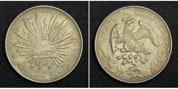 8 Real Second Federal Republic of Mexico (1846 - 1863) 銀 