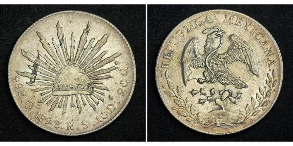 8 Real Second Federal Republic of Mexico (1846 - 1863) 銀 