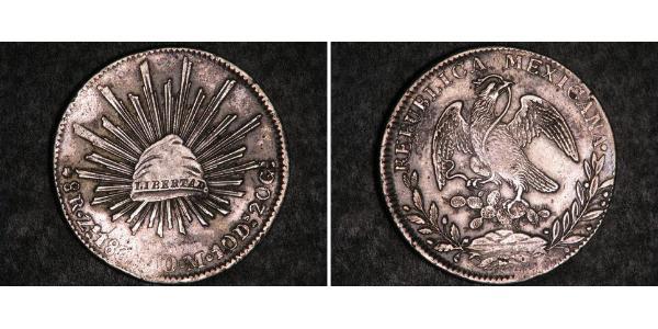 8 Real Second Federal Republic of Mexico (1846 - 1863) 銀 