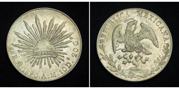 8 Real Second Federal Republic of Mexico (1846 - 1863) 銀 