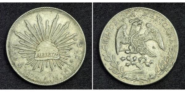 8 Real Second Federal Republic of Mexico (1846 - 1863) 銀 
