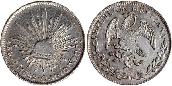 8 Real Second Federal Republic of Mexico (1846 - 1863) 銀 