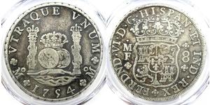 8 Real 新西班牙總督轄區 (1535 - 1821) 銀 Philip V of Spain(1683-1746)