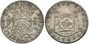 8 Real 新西班牙總督轄區 (1535 - 1821) 銀 Philip V of Spain(1683-1746)