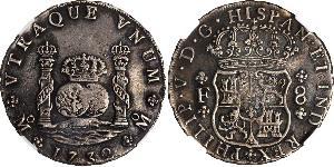 8 Real 新西班牙總督轄區 (1535 - 1821) 銀 Philip V of Spain(1683-1746)