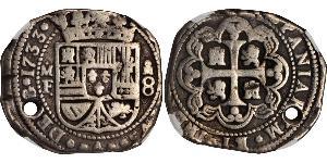 8 Real 新西班牙總督轄區 (1535 - 1821) 銀 Philip V of Spain(1683-1746)