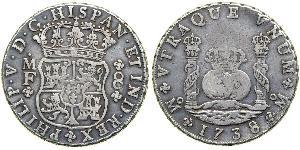 8 Real 新西班牙總督轄區 (1535 - 1821) 銀 Philip V of Spain(1683-1746)