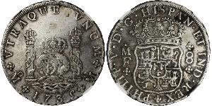 8 Real 新西班牙總督轄區 (1535 - 1821) 銀 Philip V of Spain(1683-1746)