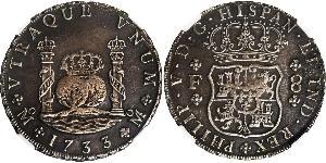 8 Real 新西班牙總督轄區 (1535 - 1821) 銀 Philip V of Spain(1683-1746)