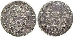 8 Real 新西班牙總督轄區 (1535 - 1821) 銀 Philip V of Spain(1683-1746)