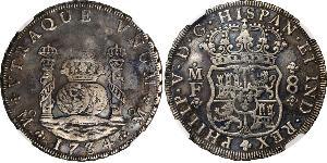 8 Real 新西班牙總督轄區 (1535 - 1821) 銀 Philip V of Spain(1683-1746)