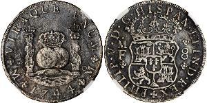 8 Real 新西班牙總督轄區 (1535 - 1821) 銀 Philip V of Spain(1683-1746)