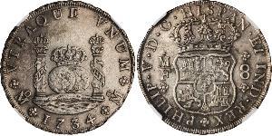 8 Real 新西班牙總督轄區 (1535 - 1821) 銀 Philip V of Spain(1683-1746)