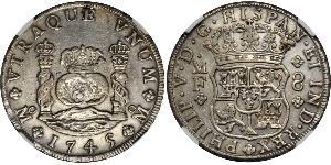 8 Real 新西班牙總督轄區 (1535 - 1821) 銀 Philip V of Spain(1683-1746)