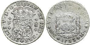 8 Real 新西班牙總督轄區 (1535 - 1821) 銀 Philip V of Spain(1683-1746)