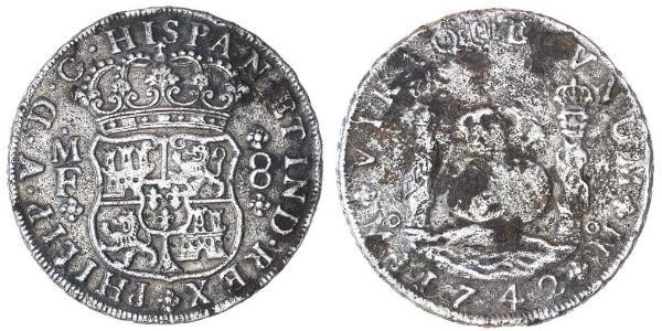 8 Real 新西班牙總督轄區 (1535 - 1821) 銀 Philip V of Spain(1683-1746)