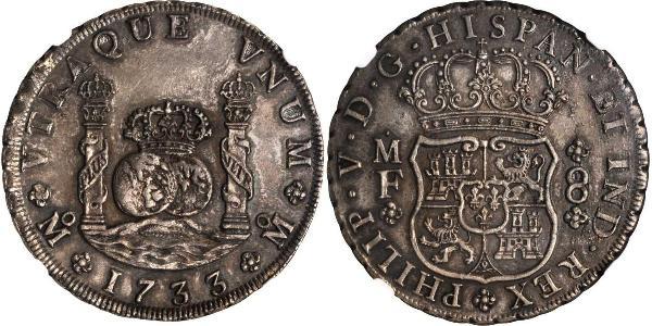 8 Real 新西班牙總督轄區 (1535 - 1821) 銀 Philip V of Spain(1683-1746)