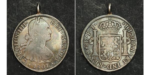 8 Real 新西班牙總督轄區 (1535 - 1821) 銀 卡洛斯四世 (1748-1819)