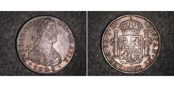 8 Real 新西班牙總督轄區 (1535 - 1821) 銀 费尔南多七世 (1784 - 1833)