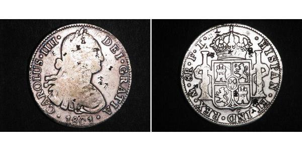 8 Real 新西班牙總督轄區 (1535 - 1821) 銀 卡洛斯四世 (1748-1819)