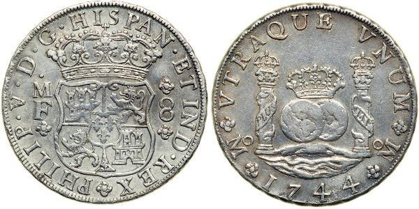 8 Real 新西班牙總督轄區 (1535 - 1821) 銀 Philip V of Spain(1683-1746)