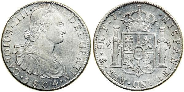 8 Real 玻利維亞 / 拉普拉塔总督辖区 (1776 - 1814) 銀 卡洛斯四世 (1748-1819)