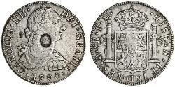 1 Доллар / 8 Реал Новая Испания (1519 - 1821) / Соединённое королевство Великобритании и Ирландии (1801-1922) Серебро Карл IV король Испании (1748-1819) / Георг III (1738-1820)