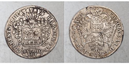 8 Shilling Hamburg Silver Charles VI, Holy Roman Emperor (1685-1740)
