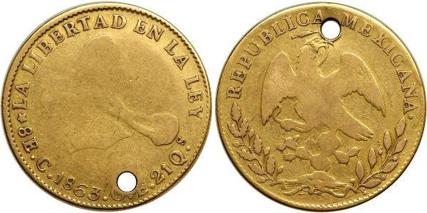 8 Ескудо Second Federal Republic of Mexico (1846 - 1863) Золото 