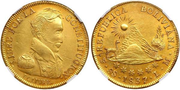 8 Ескудо Багатонаціональна Держава Болівія  (1825 - ) Золото Simon Bolivar (1783 - 1830)