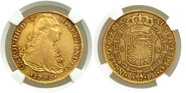 8 Ескудо Нова Іспанія (1519 - 1821) Золото Карл IV король Іспанії  (1748-1819)