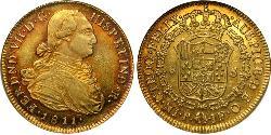 8 Ескудо Нова Ґранада (1717 - 1819) Золото Фердинанд VII король Іспанії (1784-1833)