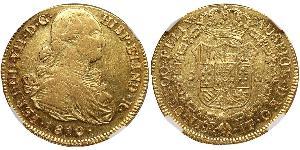 8 Ескудо Нова Ґранада (1717 - 1819) Золото Фердинанд VII король Іспанії (1784-1833)