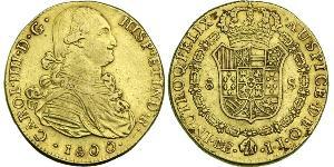 8 Ескудо Перу Золото Карл IV король Іспанії  (1748-1819)
