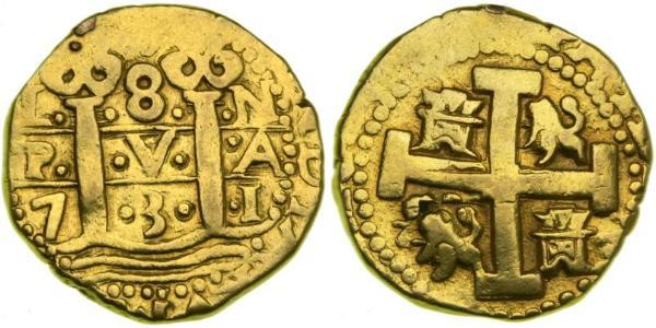 8 Ескудо Перу Золото Філіп V король Іспанії  (1683-1746)
