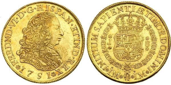 8 Ескудо Перу Золото Фердинанд VI  король Іспаніі (1713-1759)