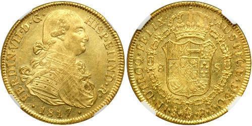 8 Ескудо Чилі Золото Фердинанд VII король Іспанії (1784-1833)