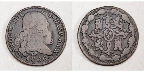 8 Мараведі Іспанія Мідь Карл IV король Іспанії  (1748-1819)