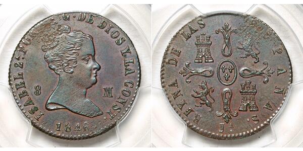 8 Мараведі Королівство Іспанія (1814 - 1873) Мідь Isabella II of Spain (1830- 1904)