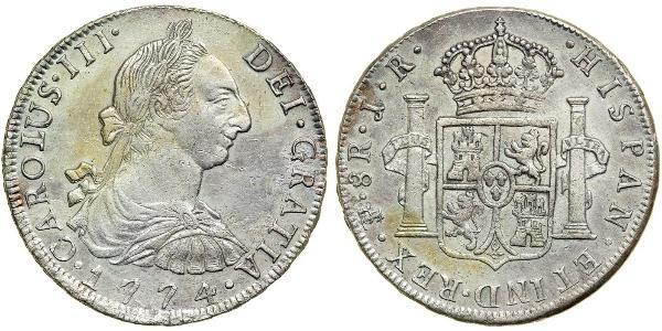 8 Реал Боливия Серебро Карл III король Испании (1716 -1788)