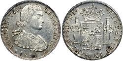 8 Реал Новая Испания (1519 - 1821) Серебро Фердинанд VII король Испании (1784-1833)