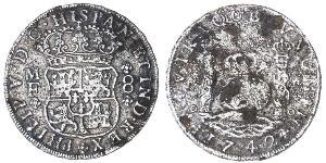 8 Реал Новая Испания (1519 - 1821) Серебро Филипп V король Испании (1683-1746)