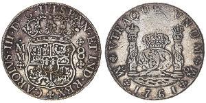 8 Реал Новая Испания (1519 - 1821) Серебро Карл III король Испании (1716 -1788)