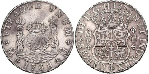 8 Реал Новая Испания (1519 - 1821) Серебро Карл III король Испании (1716 -1788)