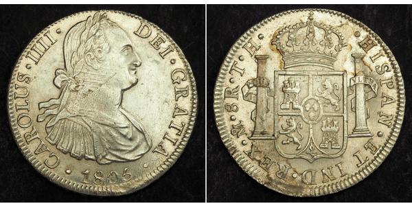 8 Реал Новая Испания (1519 - 1821) Серебро Карл IV король Испании (1748-1819)