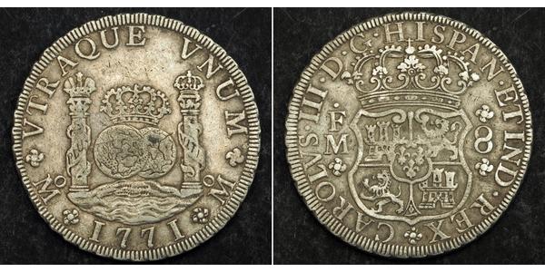 8 Реал Новая Испания (1519 - 1821) Серебро Карл III король Испании (1716 -1788)