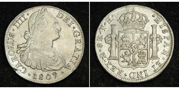 8 Реал Новая Испания (1519 - 1821) Серебро Карл IV король Испании (1748-1819)